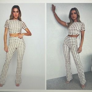White Fox crop top and pants set